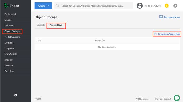 Click the 'Access Keys' tab