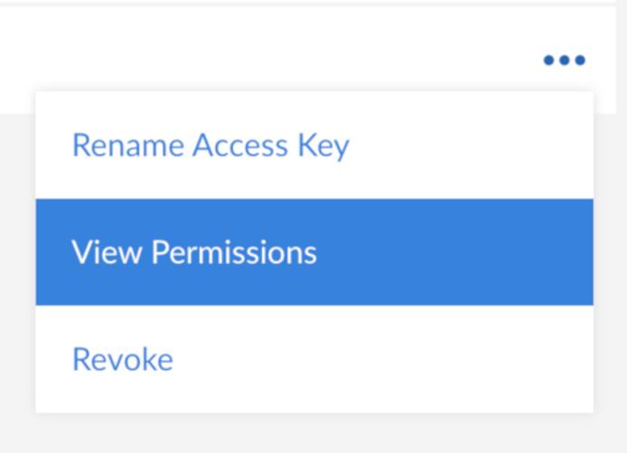 View access key permissions menu